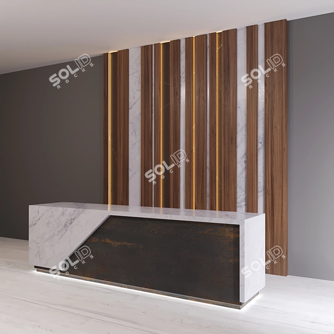 Sleek Reception Desk: 3050mm Width 3D model image 2