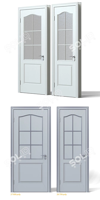 Modern Unwrap Interior Door Set 3D model image 3