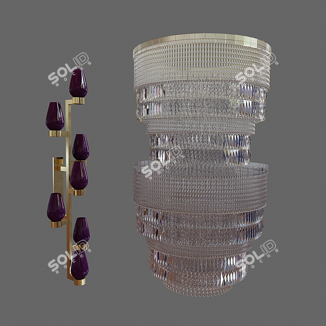 Crystal Chandelier & Wall Sconce Set 3D model image 1