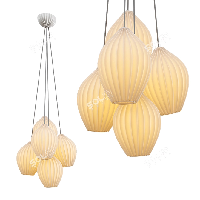 Fin Grouping: Five Pendant Lamps 3D model image 1