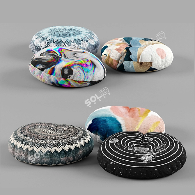 Cozy Set: 14 Floor Pillows 3D model image 1