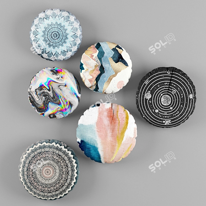 Cozy Set: 14 Floor Pillows 3D model image 2