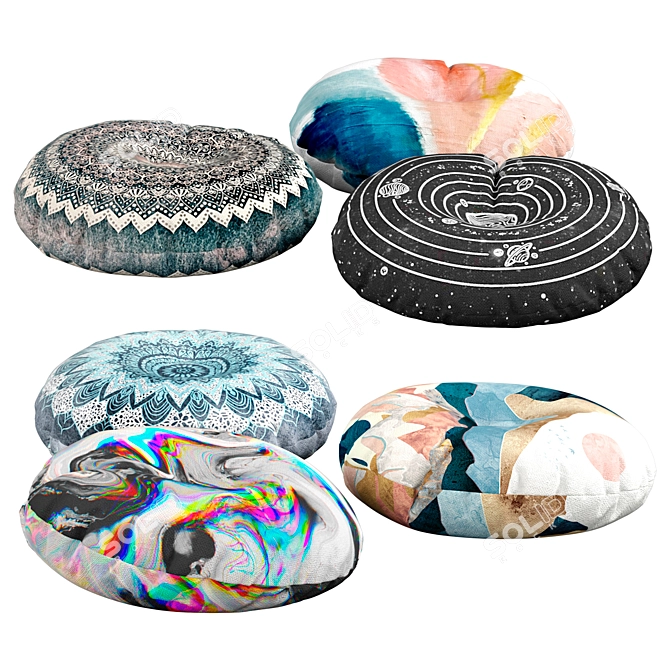 Cozy Set: 14 Floor Pillows 3D model image 3