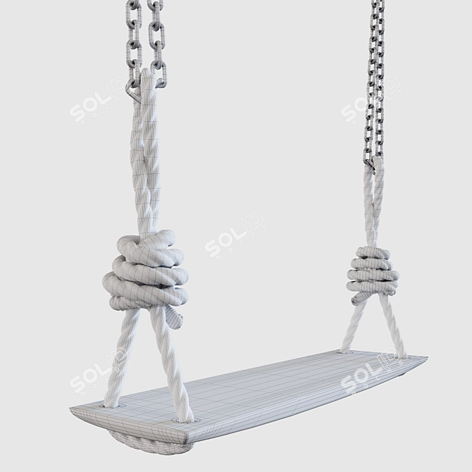 Natural Wood Indoor Swing 3D model image 3