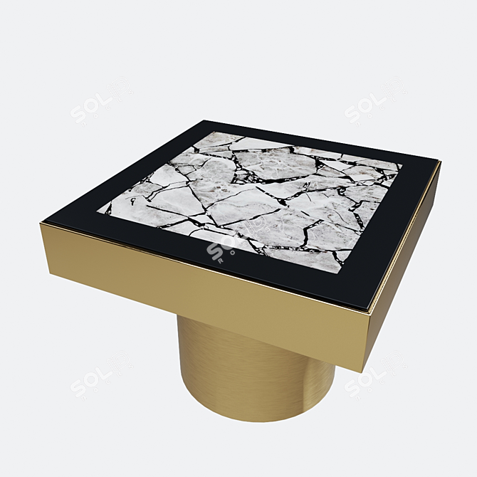 Brass & Faux Marble Coffee and Side Tables 3D model image 2