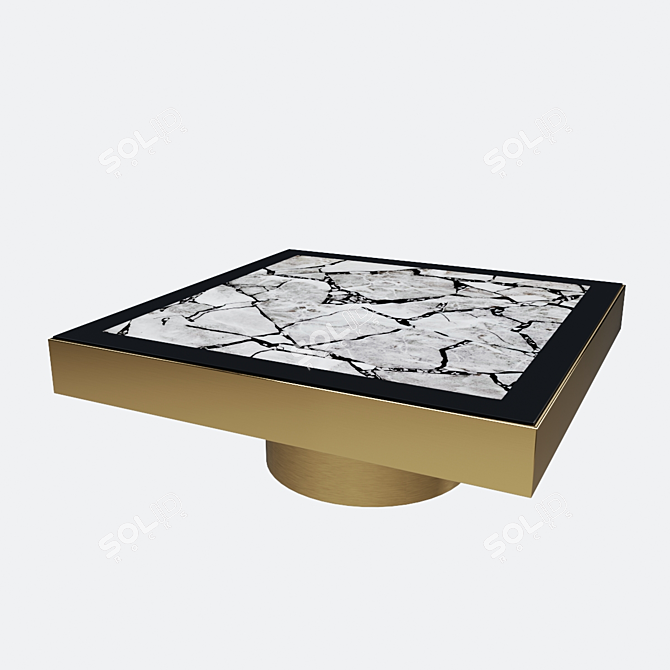 Brass & Faux Marble Coffee and Side Tables 3D model image 3