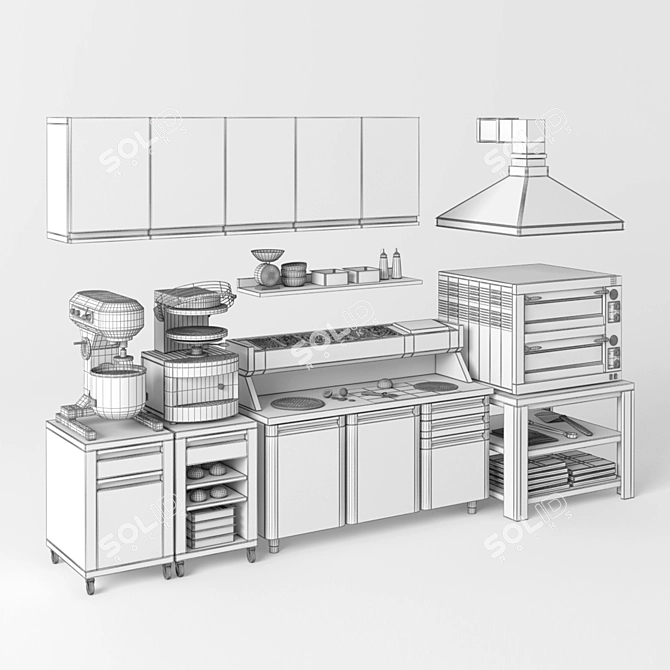 Cuppone Pizza Equipment: Dough Mixer, Dough Press, Oven & Prep Table 3D model image 3