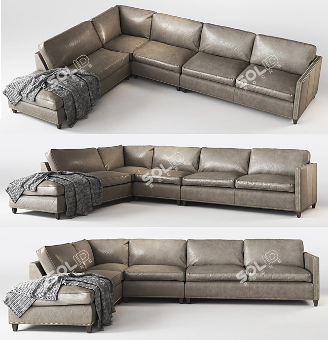 Dryden Leather 3-Piece Sectional 3D model image 1