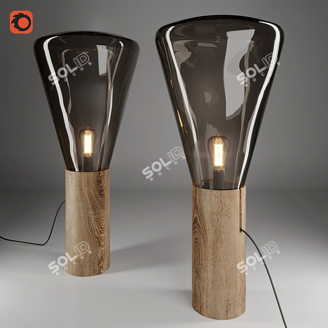 Elegant Glass & Oak Muffins Lamp 3D model image 1