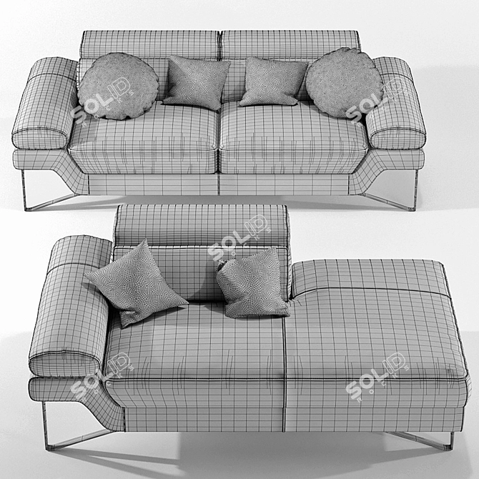 Princess Leather 2-Seater Sofa 3D model image 3