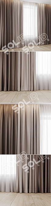 Elegant Window Drapes & Sheers 3D model image 2