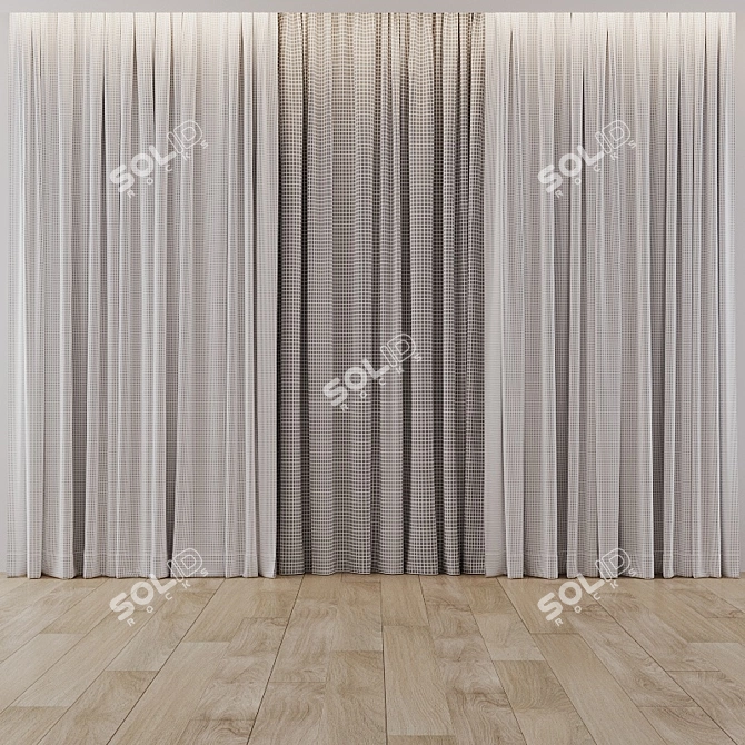 Elegant Window Drapes & Sheers 3D model image 3