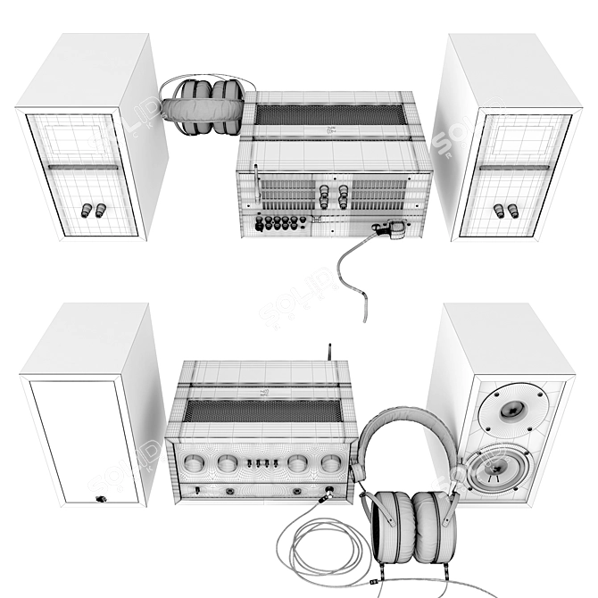 Retro Vibes Deluxe HiFi System 3D model image 3