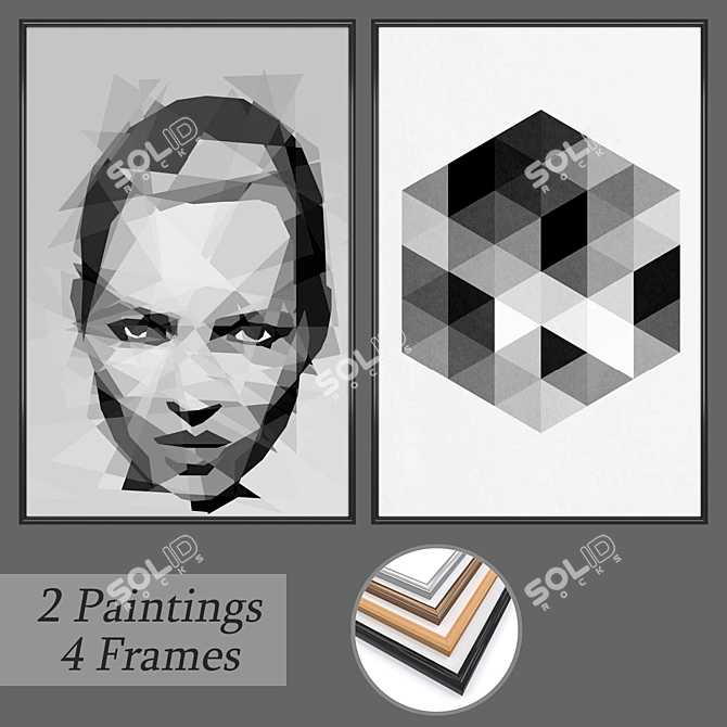 Diverse Frame Set with Wall Paintings 3D model image 1