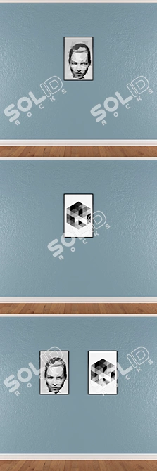 Diverse Frame Set with Wall Paintings 3D model image 3