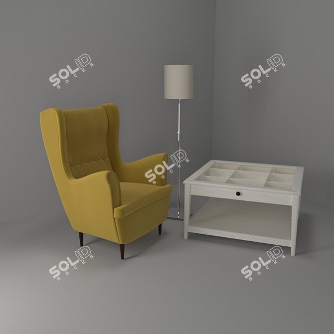 Cozy Seating Set: Strandmon Armchair & Liatorp Coffee Table 3D model image 1