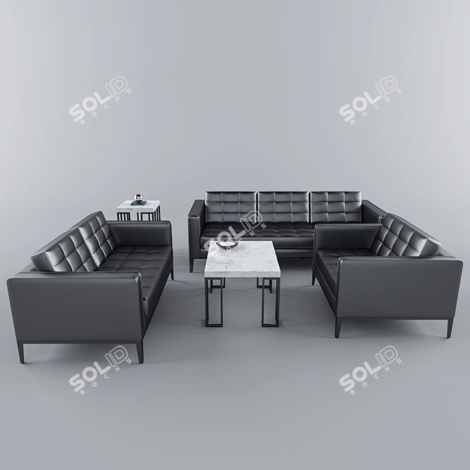 Luxury AC Lounge Set 3D model image 1