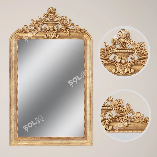 Elegant Louis Philippe Gilt Mirror 3D model image 1