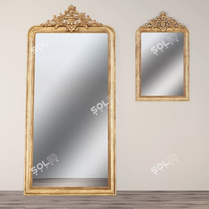 Elegant Louis Philippe Gilt Mirror 3D model image 2