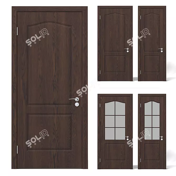 Elegant Dark Wood Interior Doors 3D model image 1