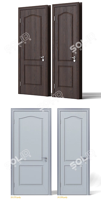 Elegant Dark Wood Interior Doors 3D model image 2