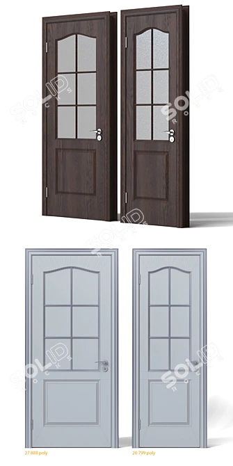 Elegant Dark Wood Interior Doors 3D model image 3