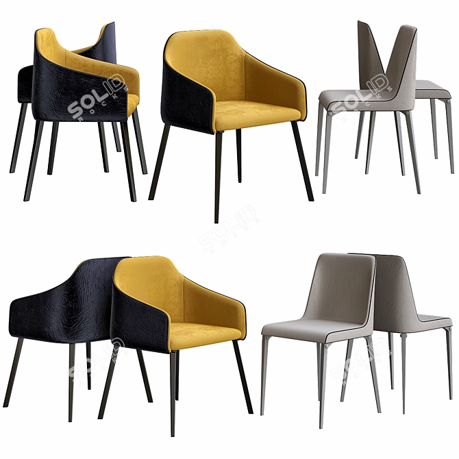 Elegant Laja Dining Chair 3D model image 1