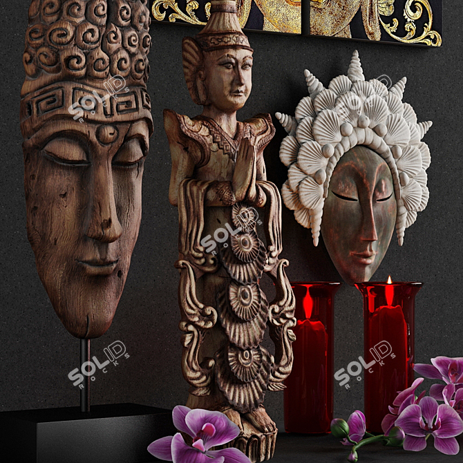 Asian Style Decor Set - DesignToscano Factory 3D model image 2