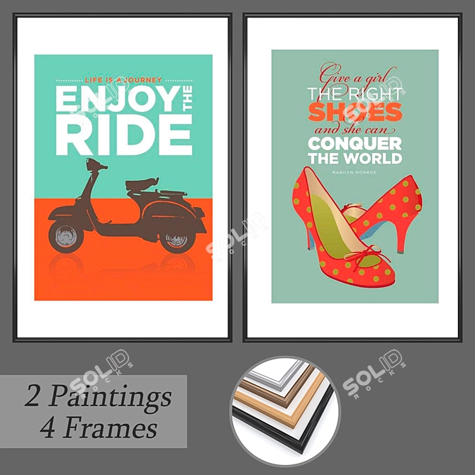 Modern Wall Art Set with Multiple Frames 3D model image 1