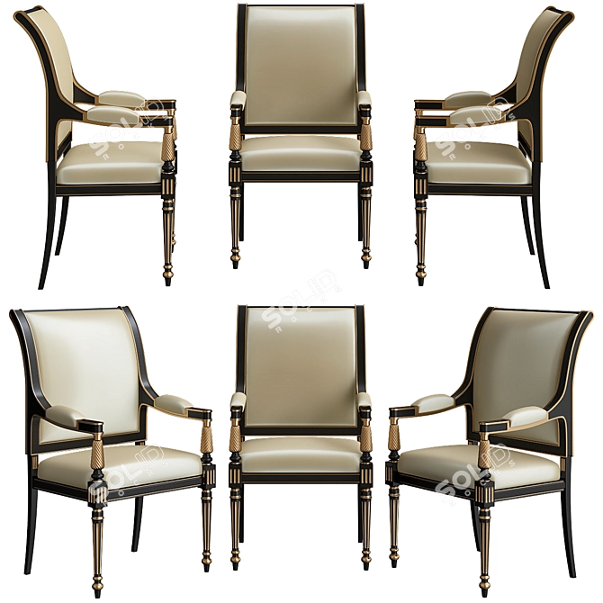 Elegant Regency Armchair 3D model image 2