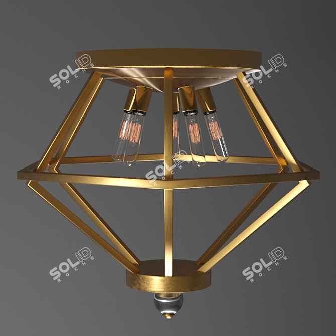 Diamond Drop Ceiling Light: Elegant Crystal Pendant 3D model image 1