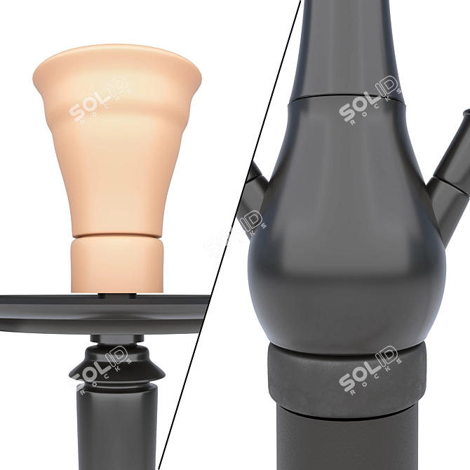 Sleek Charcoal Hookah 3D model image 3