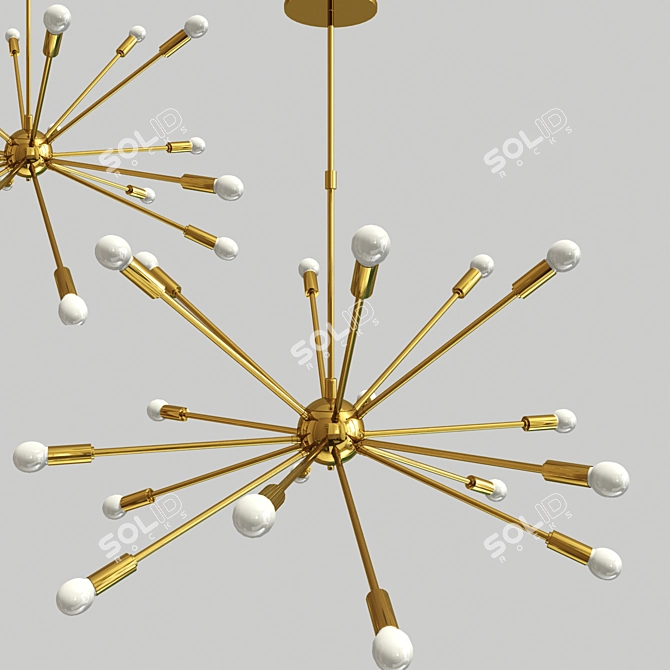 Elegant 18-Light Brass Sputnik Chandelier 3D model image 1