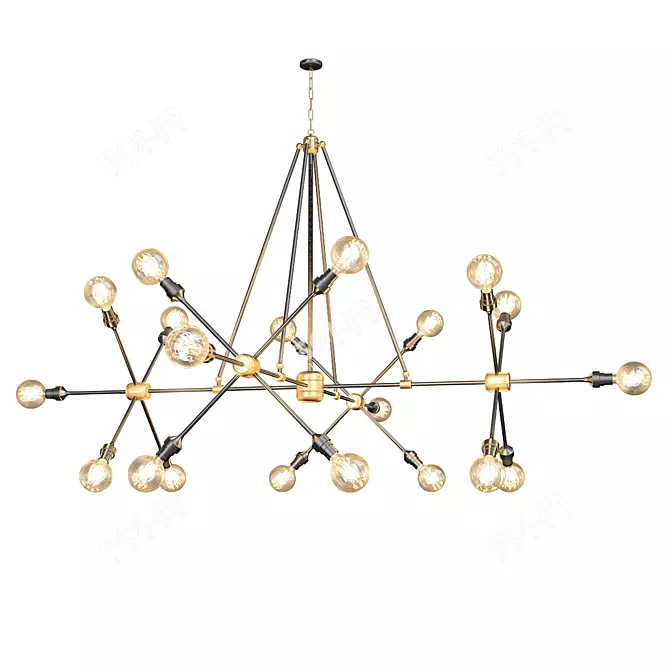 Vintage Brass Chandelier Kit 3D model image 1