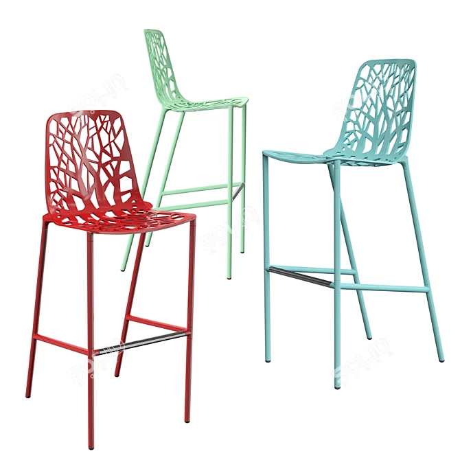 Modern Forest High Stool 3D model image 1