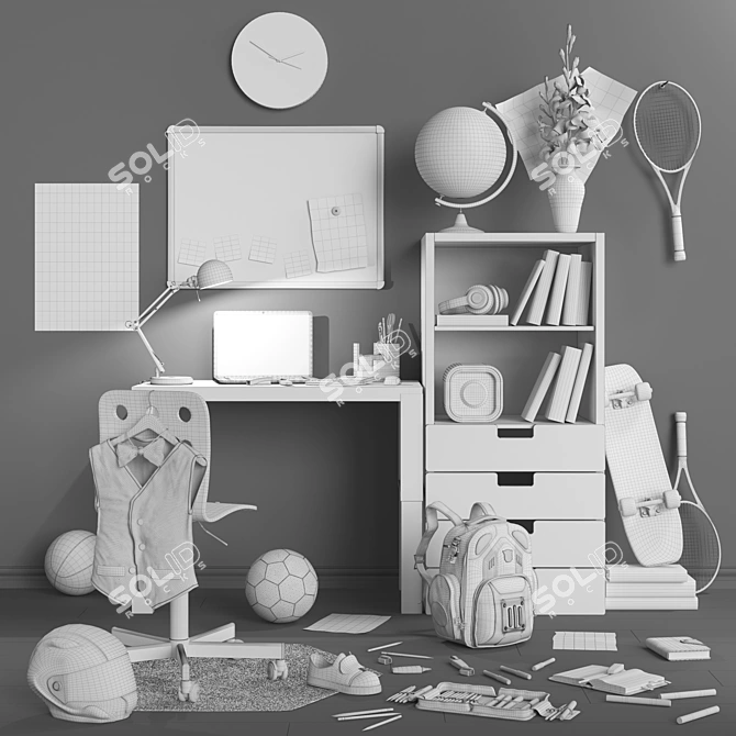 "Back to School" Children's Room Furniture & Accessories 3D model image 3