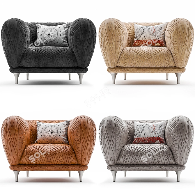 Cozy Montgolfiere Armchair: Dwarf Rhino 3D model image 1