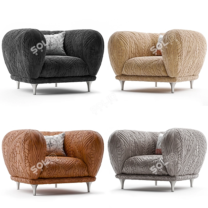 Cozy Montgolfiere Armchair: Dwarf Rhino 3D model image 2