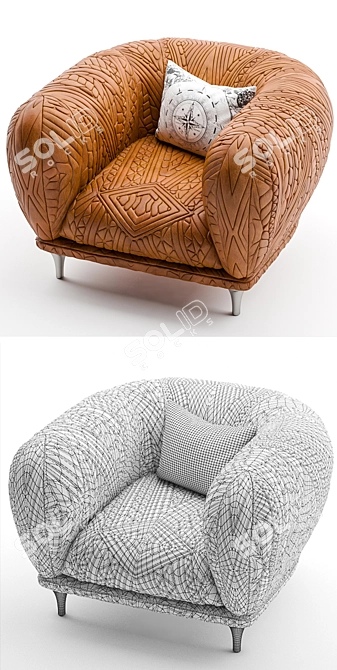 Cozy Montgolfiere Armchair: Dwarf Rhino 3D model image 3