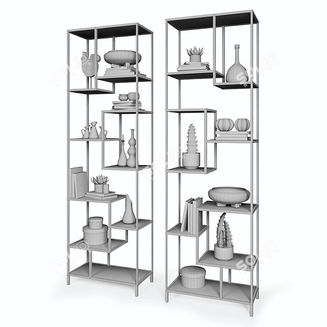 Fashionable Helena Bookcase Set 3D model image 3