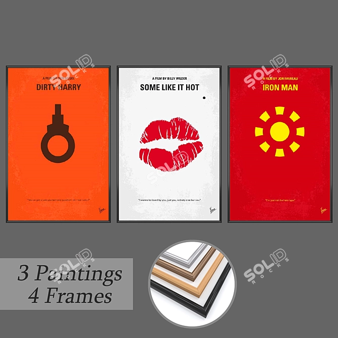 Elegant Frame Set with Artwork 3D model image 1