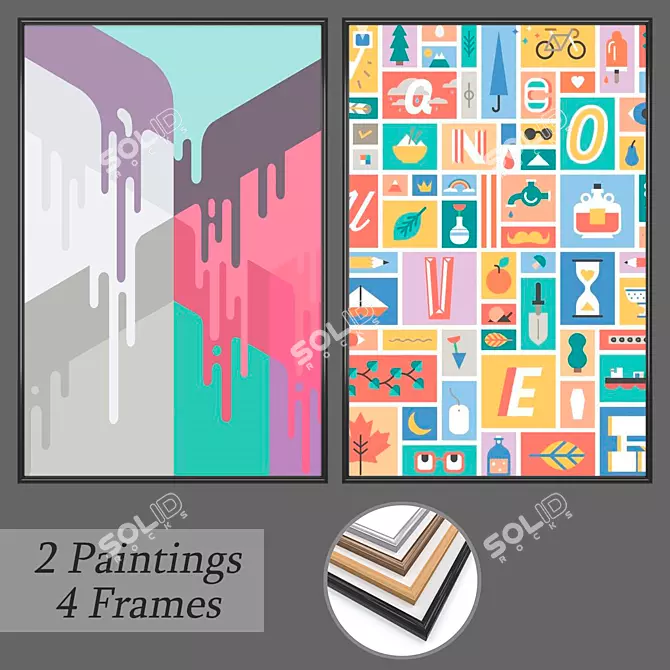 Contemporary Wall Art Set 3D model image 1