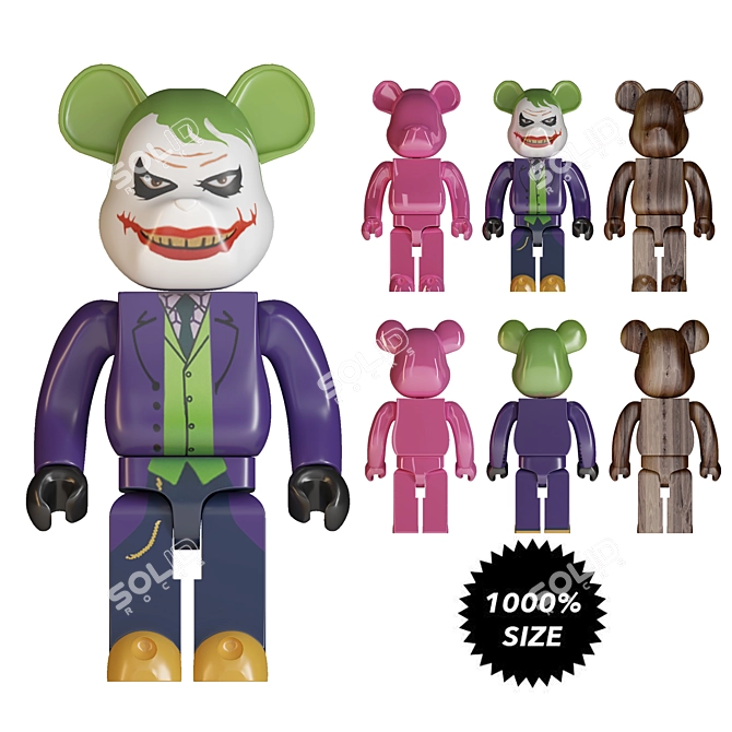 Menacing Joker Bearbrick 1000% 3D model image 1