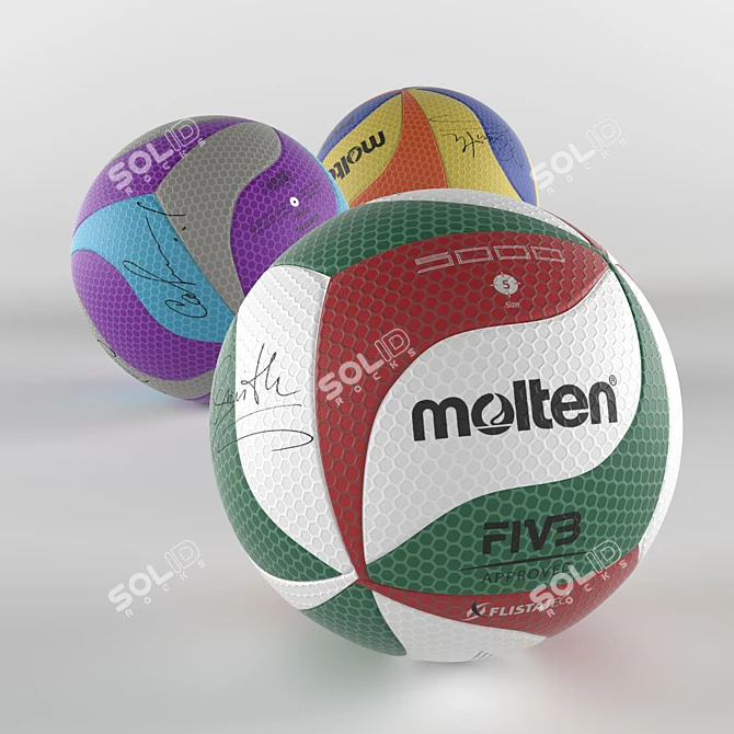 Vibrant Molten V5M5000 Volleyball Ball 3D model image 1