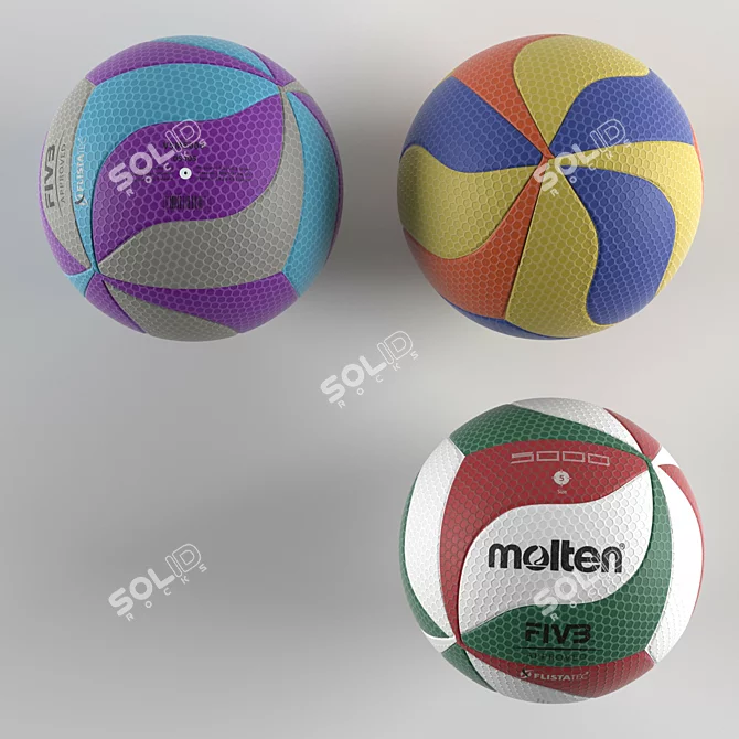 Vibrant Molten V5M5000 Volleyball Ball 3D model image 2