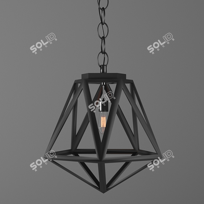 Elegant Geometric Diamond Pendant 3D model image 1