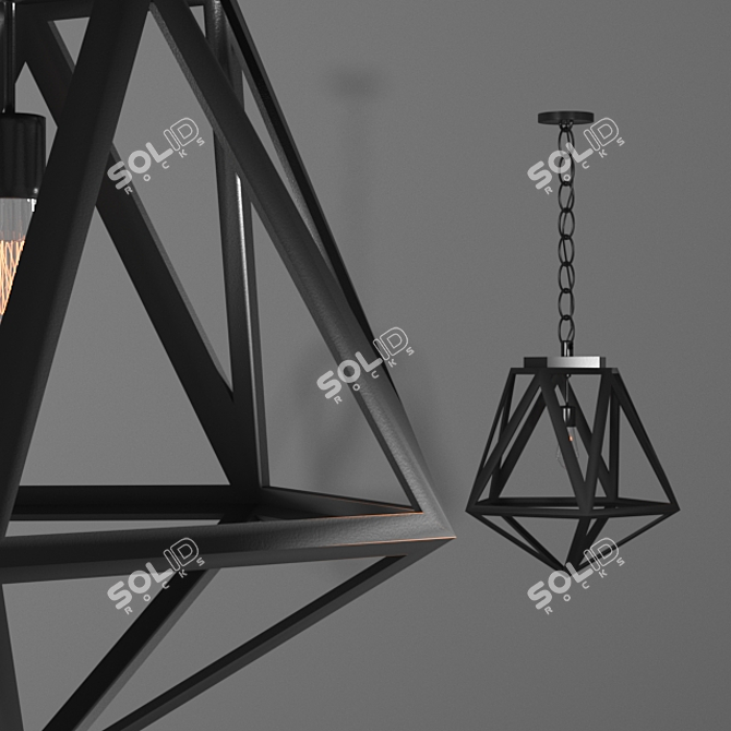 Elegant Geometric Diamond Pendant 3D model image 2
