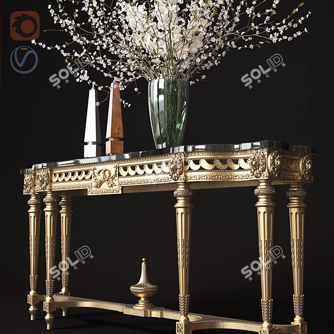 Artistic Wood and Marble Console | ANGELO CAPPELLINI ACCESSORIES 3D model image 2