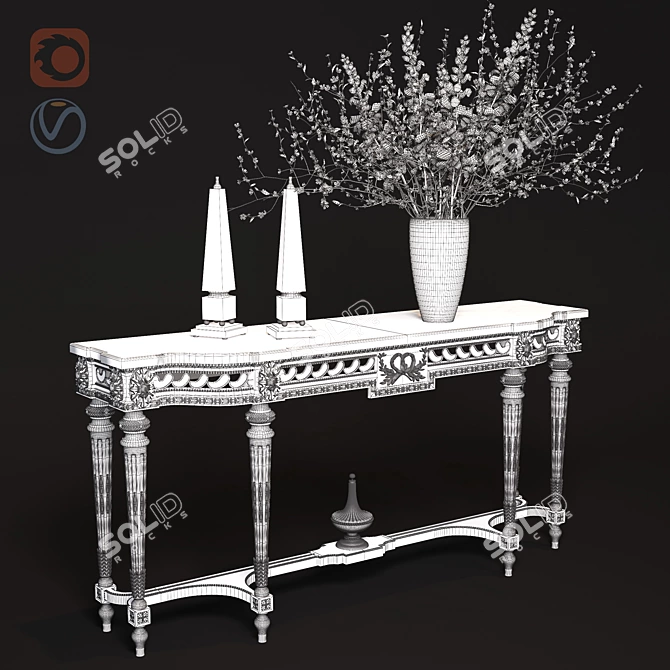 Artistic Wood and Marble Console | ANGELO CAPPELLINI ACCESSORIES 3D model image 3