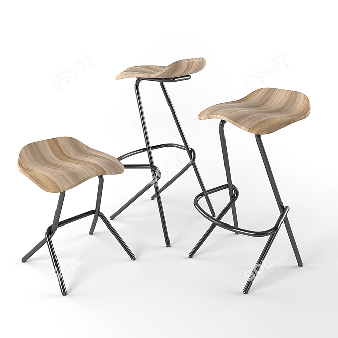 Prostoria Strain: Sleek & Stylish Barstool 3D model image 1